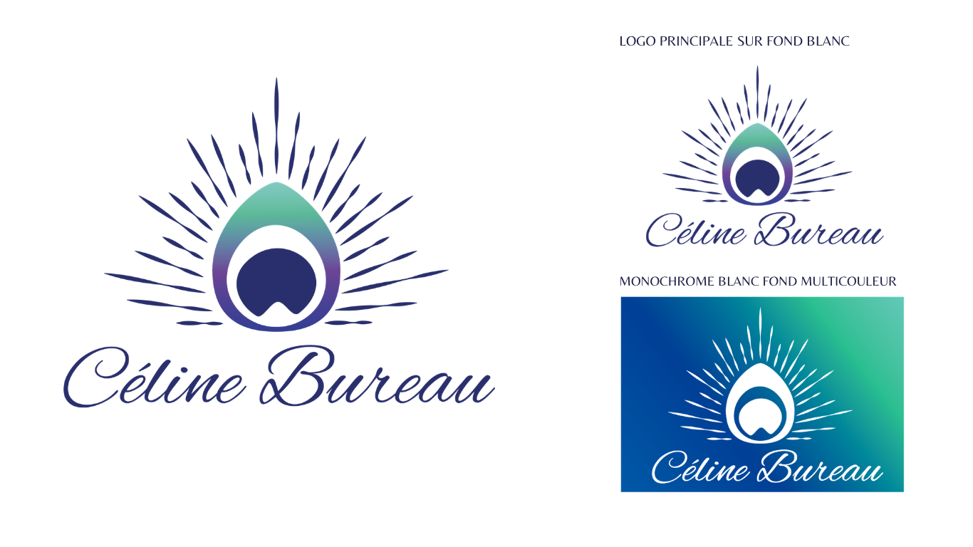 Céline Bureau (2025) : Rebranding d’une identité visuelle avec le logo et charte graphique pour une entrepreneuse en énergétique et coaching de vie