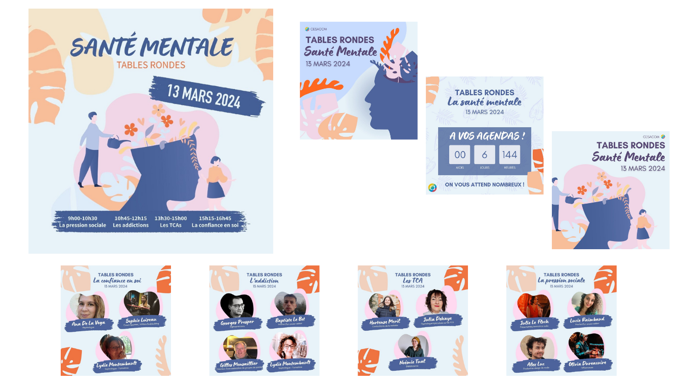 Table ronde sur la santé mental (2024) : rganisation d’un événement : table ronde sur la santé mentale. Des professionnels et témoins ont été contactés pour animer et discuter sur cette thématique.