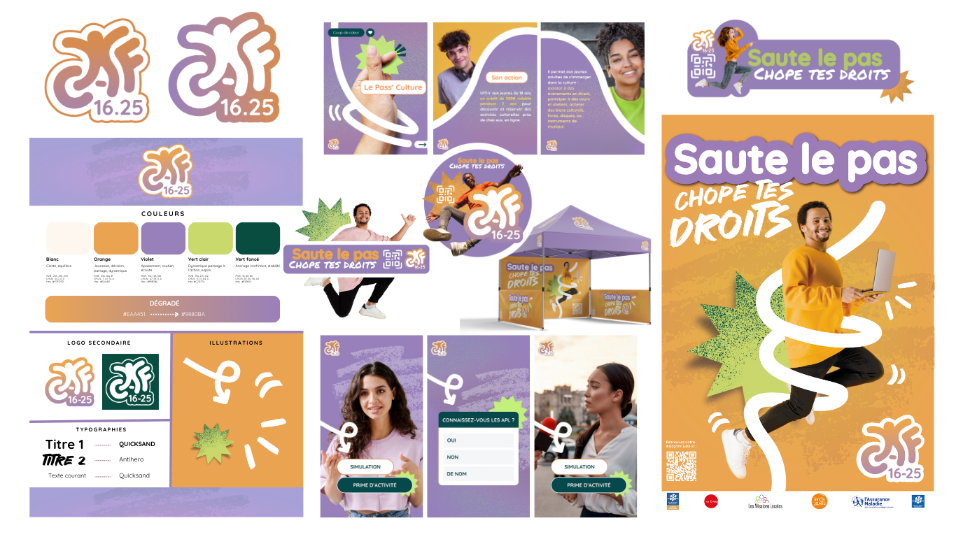 Caf 16-25 (2025) : Proposition d'une stratégie de communication et conception de visuels présentés à l'annonceur, dans le cadre d'une compétition de communication nationnale.