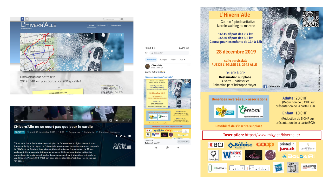 L’hivern’alle (2019) : Création d’affiche et de flyer pour une course à pied caritative à Alle en Suisse.
