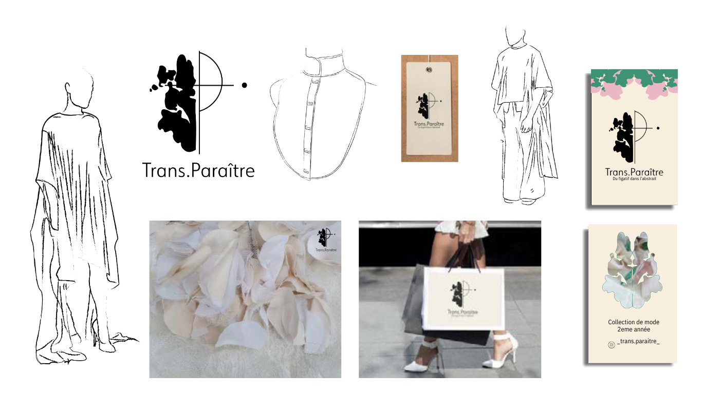 Trans.Paraître (2020) : dentité visuelle et création de la collection de mode Trans.Paraître. Collection basée sur la psychologie, faisant travailler chaque recoin de l’imagination.